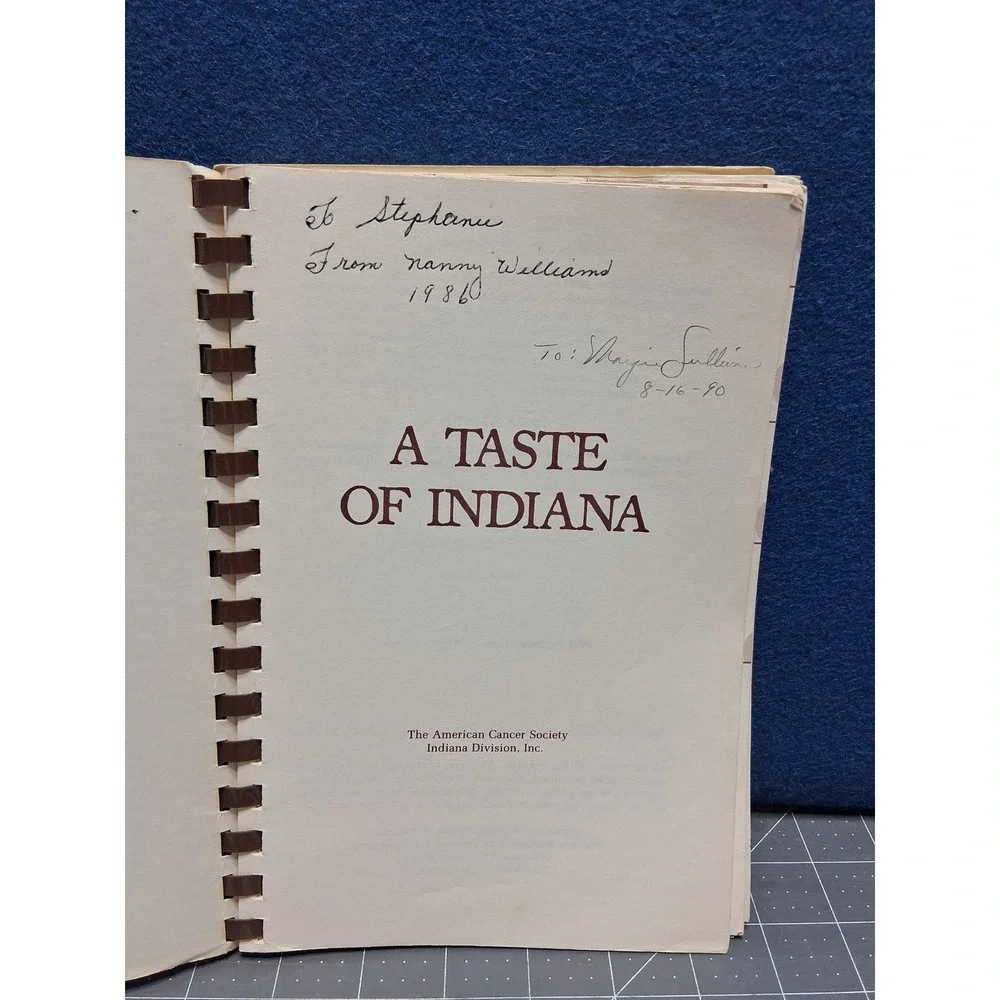 American Cancer Society A Taste of Indiana Cookbook 1980 First Printing‎ Spiral